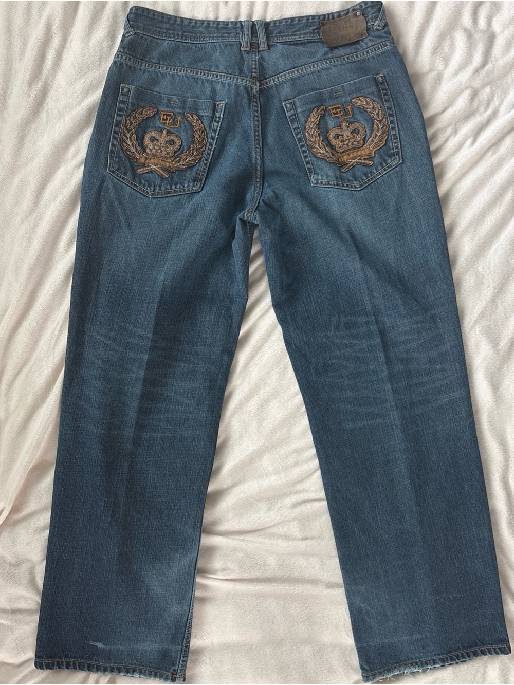 Vintage Ecko Unltd Baggy Jeans Embroidered Crown Laurel Pocket Y2K Fits 34x30